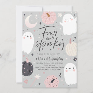 Vier keer spooky boho Halloween-geest 4e verjaarda Kaart