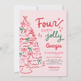 Vier keer vrolijke Coquette Kerstmis 4de verjaarda Kaart