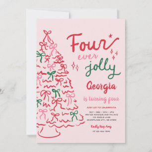 Vier keer vrolijke Coquette Kerstmis 4de verjaarda Kaart