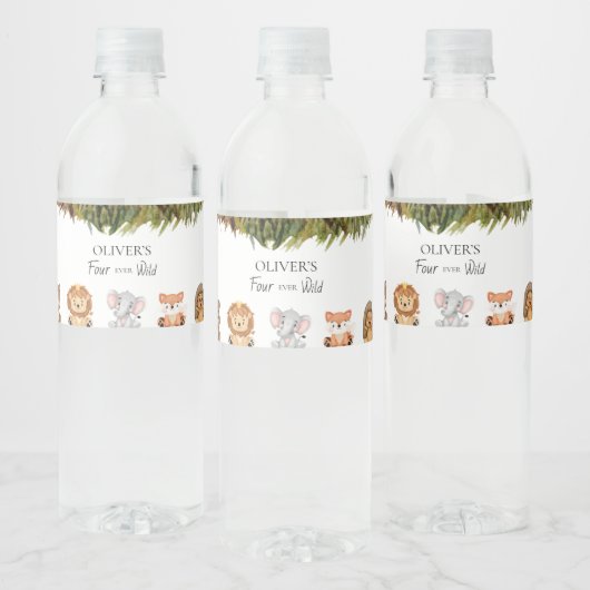 Vier keer wild 4de verjaardag waterfles etiket (Flessen)