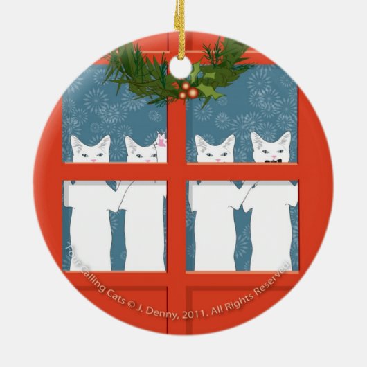 Vier Kerkende Katten... dubbelzijdig Keramisch Ornament (Achterkant)