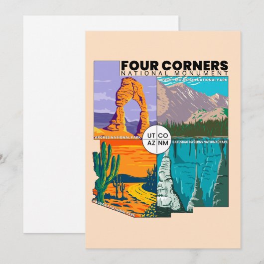 Vier kernen nationaal monument met nationale parke feestdagenkaart (Voorkant / Achterkant)