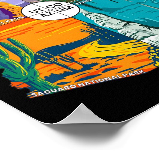 Vier kernen nationaal monument met nationale parke poster (Hoek)