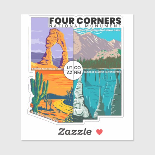 Vier kernen nationaal monument met nationale parke sticker (Vel)