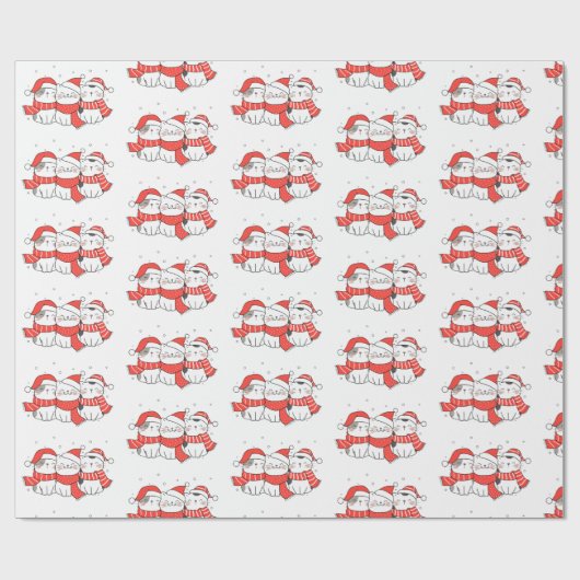 Vier kerst katachtigen cadeaupapier (Vlak)