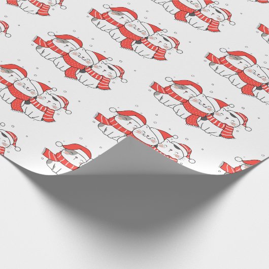 Vier kerst katachtigen cadeaupapier (Hoek)