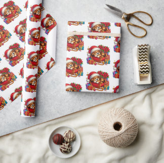 Vier kerst pup cadeaupapier