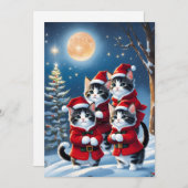 Vier kerstkatten feestdagenkaart (Voorkant / Achterkant)