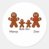 Vier kerstontbijtbroden ronde sticker (Voorkant)