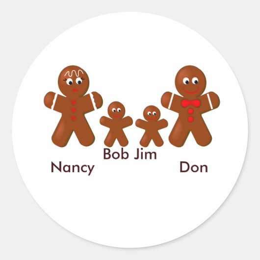 Vier kerstontbijtbroden ronde sticker (Voorkant)