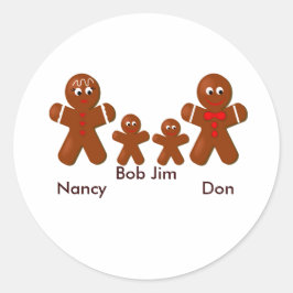 Vier kerstontbijtbroden ronde sticker