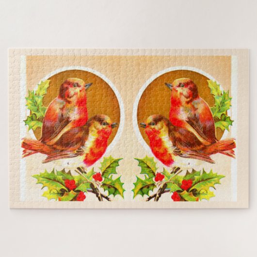 Vier kerstrobins legpuzzel (Horizontaal)