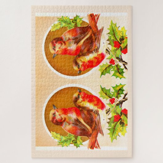 Vier kerstrobins legpuzzel (Verticaal)