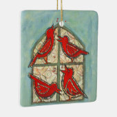 Vier kerstversiering met de titel Birds Keramisch Ornament (Rechts)
