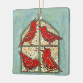 Vier kerstversiering met de titel Birds Keramisch Ornament (Links)
