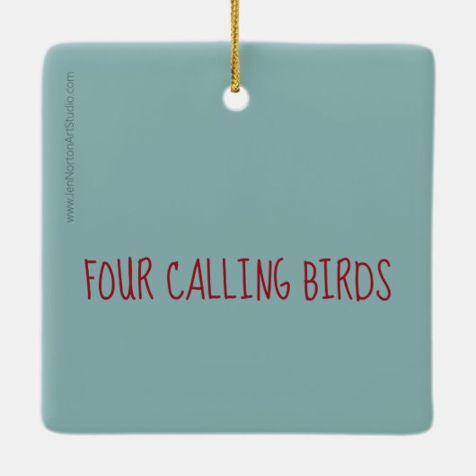 Vier kerstversiering met de titel Birds Keramisch Ornament (Achterkant)