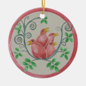 Vier kerstversiering voor de viering van vogels keramisch ornament (Voorkant)