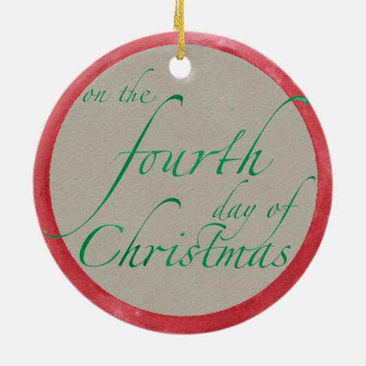 Vier kerstversiering voor de viering van vogels keramisch ornament (Achterkant)