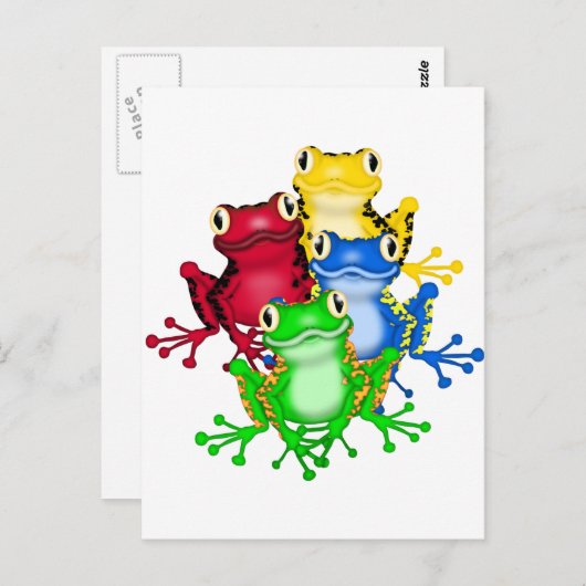 Vier kikkert-shirts en cadeautjes briefkaart (Voorkant / Achterkant)