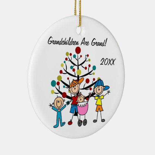 Vier kinderen Gepersonaliseerd feestdag Keramisch Ornament (Rechts)