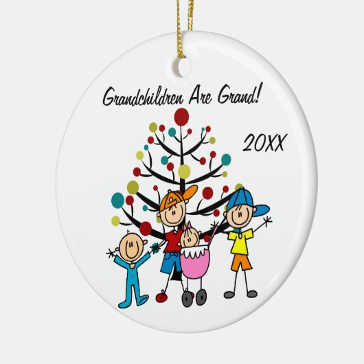 Vier kinderen Gepersonaliseerd feestdag Keramisch Ornament (Links)