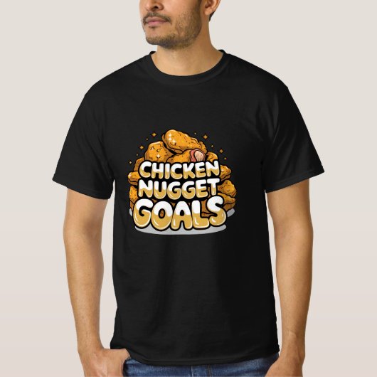 Vier kipnuggets met leuke kunstwerken t-shirt (Voorkant)