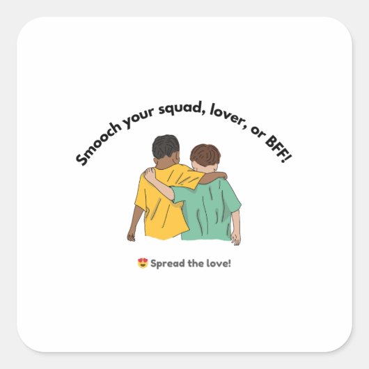Vier Kiss Your Mate Day Vierkante Sticker (Voorkant)