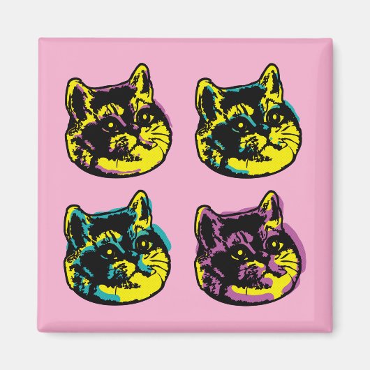 Vier Kittens Cat Lover Window Decal Pop Art Magneet (Voorkant)