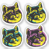 Vier Kittens Cat Lover Window Decal Pop Art Sticker (Voorkant)