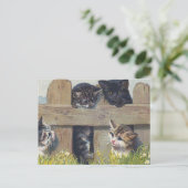 Vier Kittens die  illustratie spelen Briefkaart (Staand voorkant)
