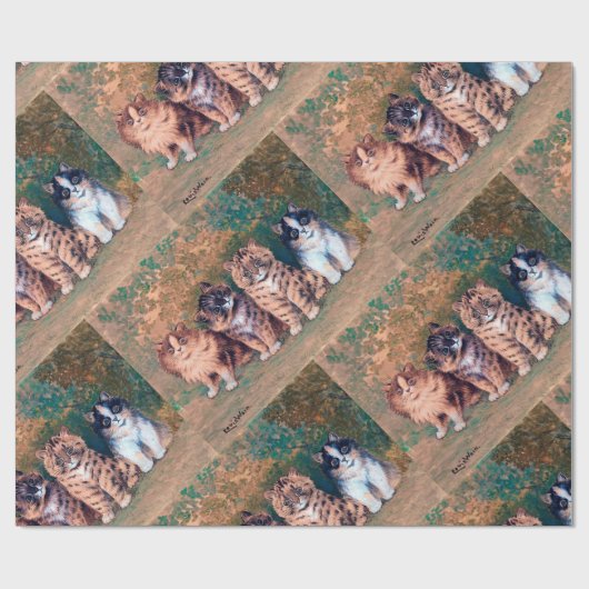 Vier Kittens, Louis Wain Cadeaupapier (Vlak)