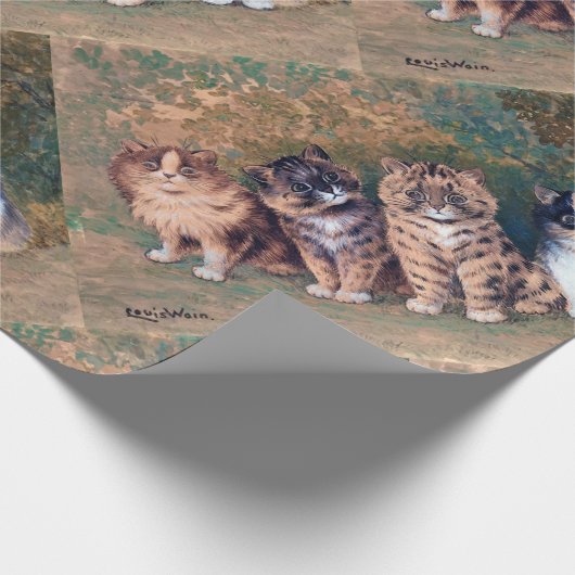 Vier Kittens, Louis Wain Cadeaupapier (Hoek)