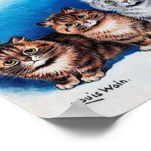 Vier Kittens, Louis Wain Poster (Hoek)