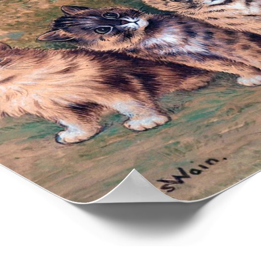 Vier Kittens, Louis Wain Poster (Hoek)