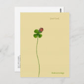 Vier klaver en ladybug - Goed Luck Briefkaart (Voorkant / Achterkant)