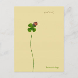 Vier klaver en ladybug - Goed Luck Briefkaart