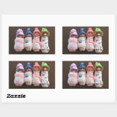 Vier klei baby's, bezaaid, met Petten Rechthoekige Sticker (Vel)
