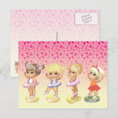 Vier kleine ballerinas in tutus briefkaart (Voorkant / Achterkant)
