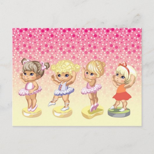 Vier kleine ballerinas in tutus briefkaart (Voorkant)