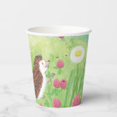 Vier kleine egel in de bloeiende wei papieren bekers (Achterkant)