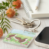 Vier kleine egel in de bloeiende wei sleutelhanger (Voorkant Rechts)