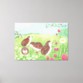 Vier kleine egel in de Meadow Canvas Afdruk (Voorkant)
