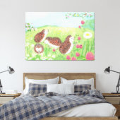 Vier kleine egel in de Meadow Canvas Afdruk (Insitu (Slaapkamer))