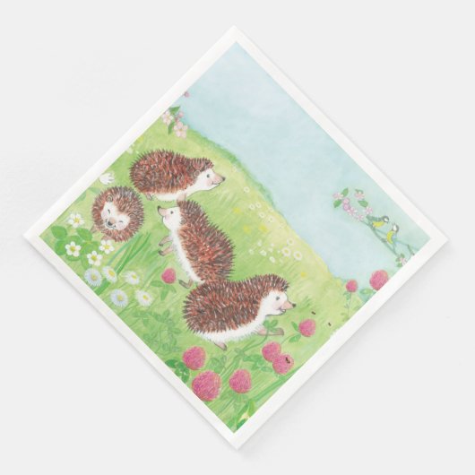 Vier kleine egel in de Meadow Servet (Hoek)