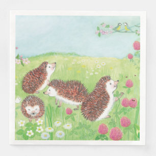 Vier kleine egel in de Meadow Servet