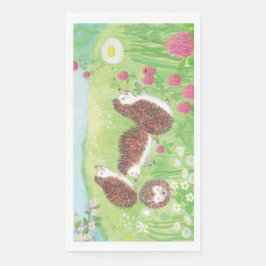 Vier kleine egel in de Meadow Servet