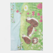 Vier kleine egel in de Meadow Theedoek (Verticaal)