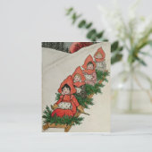 Vier kleine meisjes in een Sledge Briefkaart (Staand voorkant)