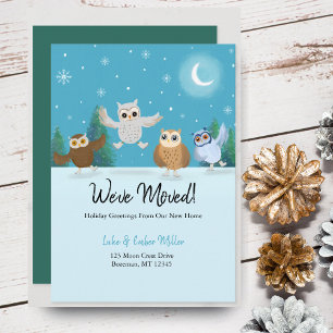 Vier kleine uilen gaan schaatsen bewegen aankondiging