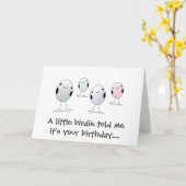 Vier kleine vogels kaart (Gele Bloem)